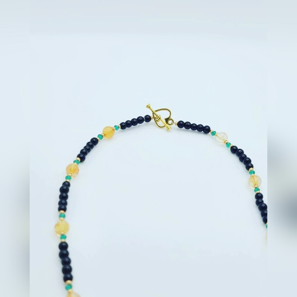 Black Agatw, Citrine Minimalist style necklace 4 mm - Picture 5 of 5